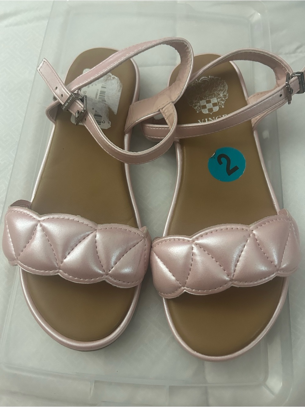 Vince Metallic Blush Pink Quilted Strap Sandals